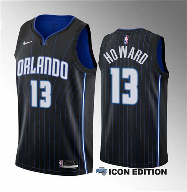 Men%27s Orlando Magic #13 Jett Howard Black 2023 Draft Icon Edition Stitched Basketball Jersey